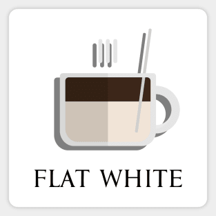 Hot flat white coffee front view in flat design style Magnet